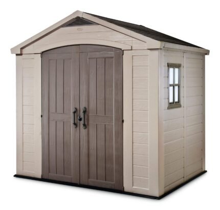 Keter Factor Outdoor Storage Shed, for Patio Furniture and Outdoor Equipment, 8-ft x 6-ft