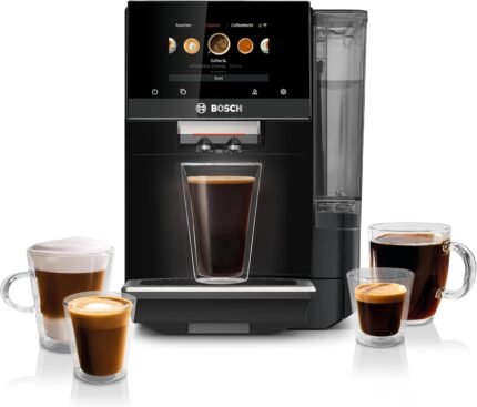 Bosch 800 Series Fully Automatic Espresso Machine – 35 Drinks, Cold Brew, Double Cup, Milk Hose, Ceramic Grinder, Smart Features, in Black TPU60309